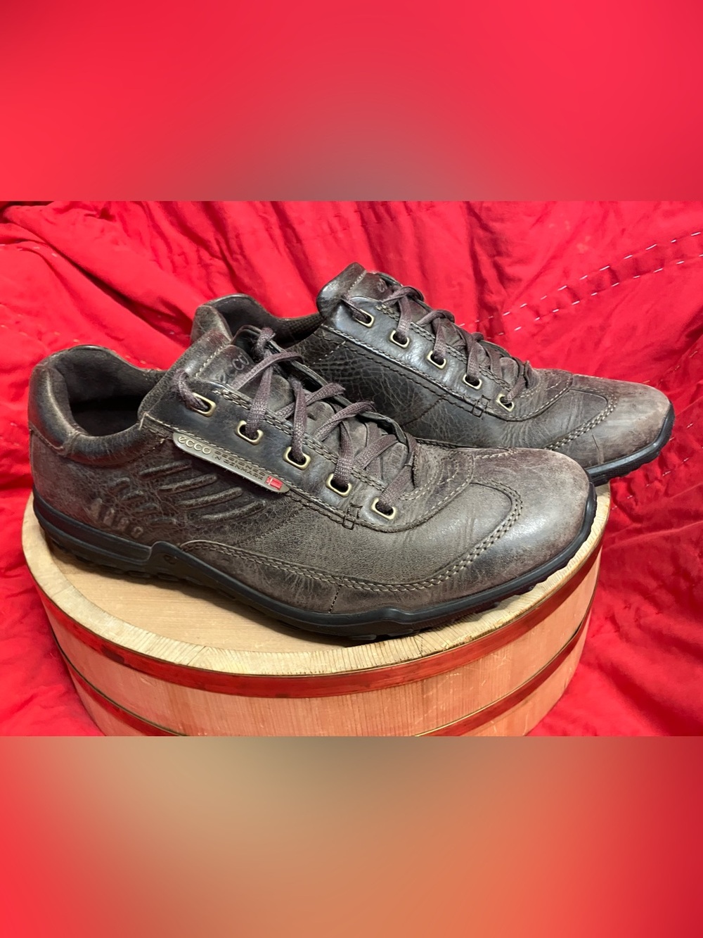 Ecco Terrano Tie Sport Oxford Brown Walking Shoes Unisex Size EU 40